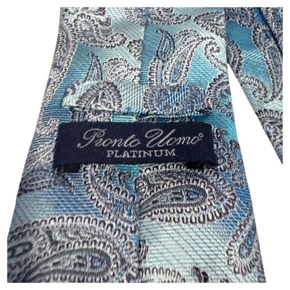 Pronto Uomo PLATINUM tie blue paisley - Picture 4 of 4